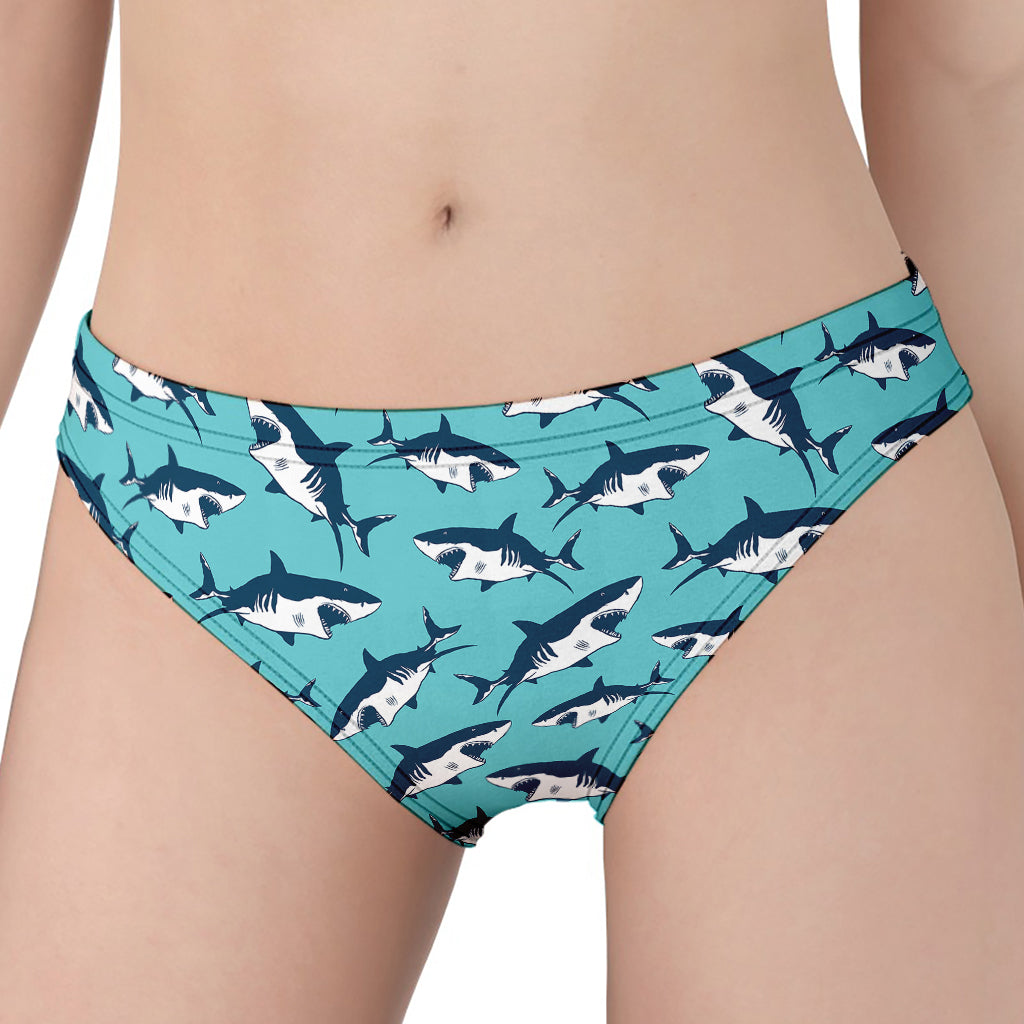 Angry Shark Pattern Print Women's Panties