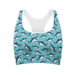 Angry Shark Pattern Print Women's Sports Bra