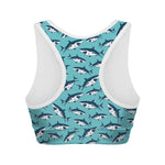 Angry Shark Pattern Print Women's Sports Bra