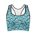 Angry Shark Pattern Print Women's Sports Bra