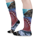 Angry Shark Print Long Socks