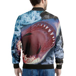 Angry Shark Print Men's Bomber Jacket