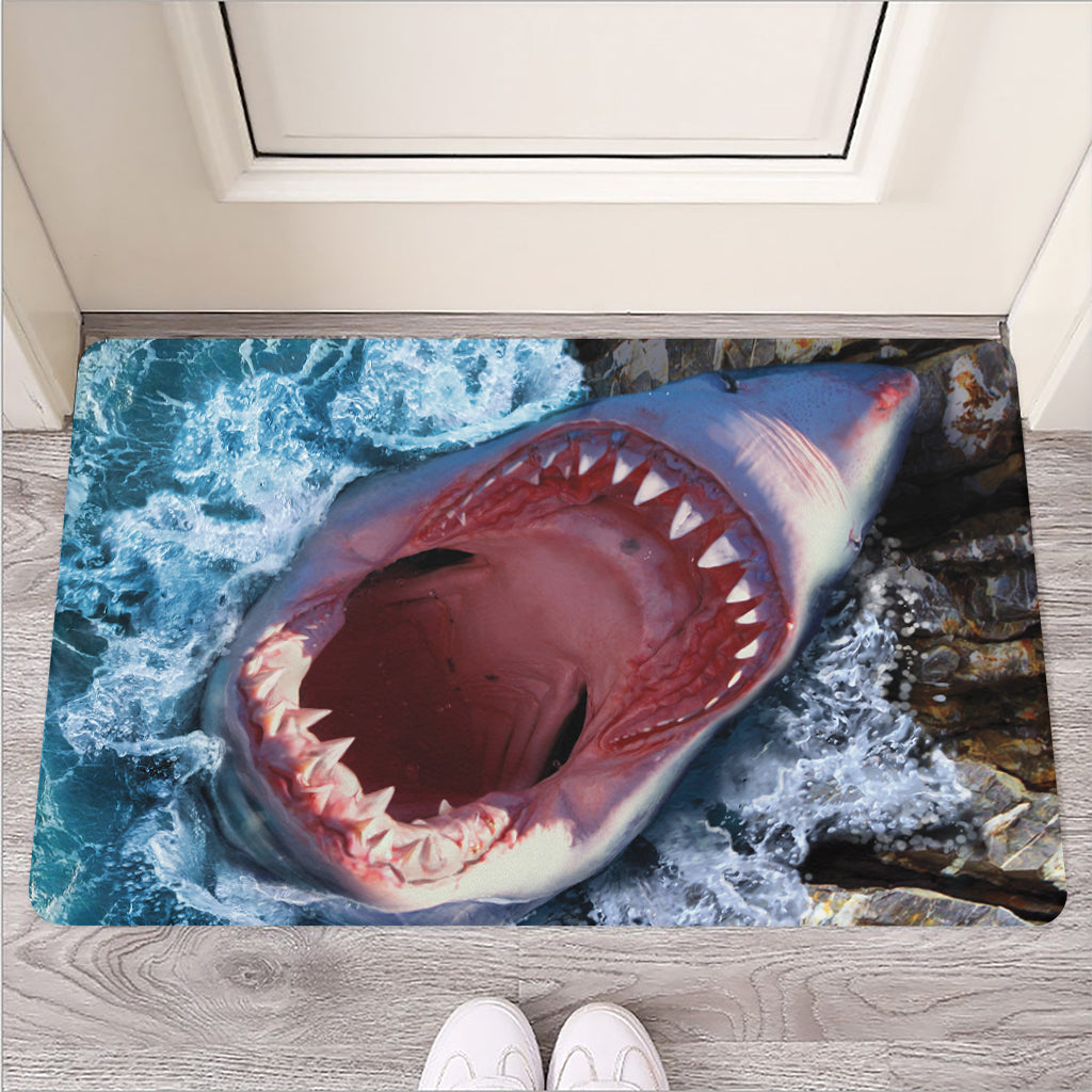 Angry Shark Print Rubber Doormat