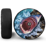 Angry Shark Print Tire Cover With Camera Hole