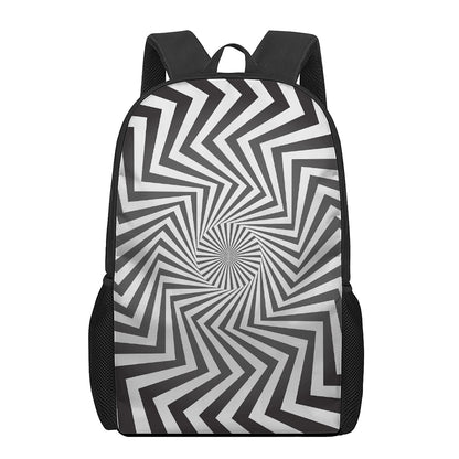 Angular Swirl Motion Illusion Print 17 Inch Backpack
