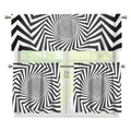 Angular Swirl Motion Illusion Print 3 Piece Kitchen Curtains