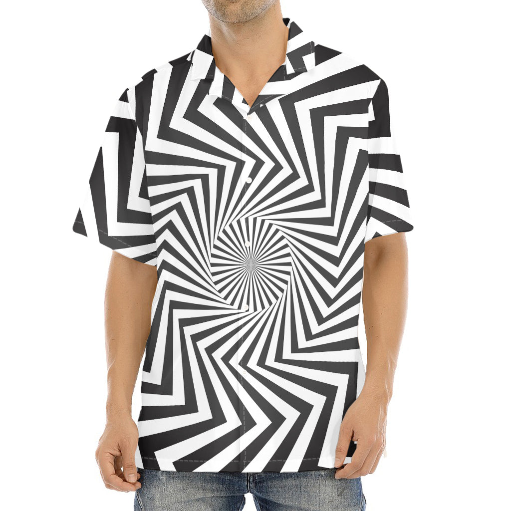 Angular Swirl Motion Illusion Print Aloha Shirt