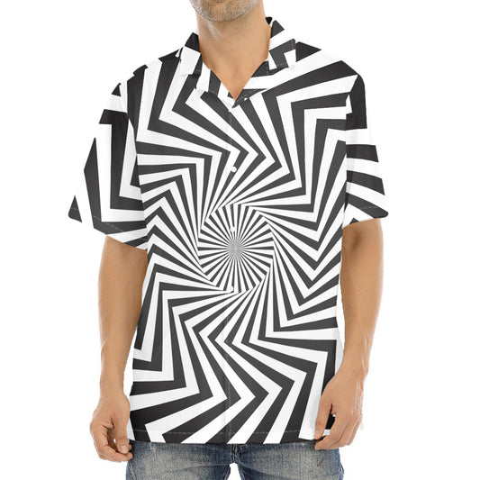 Angular Swirl Motion Illusion Print Aloha Shirt