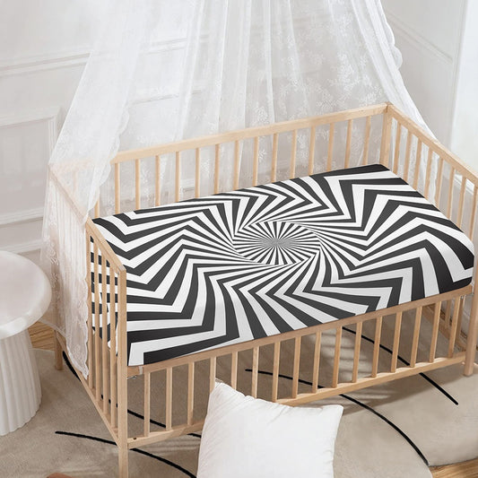 Angular Swirl Motion Illusion Print Baby Crib Sheet