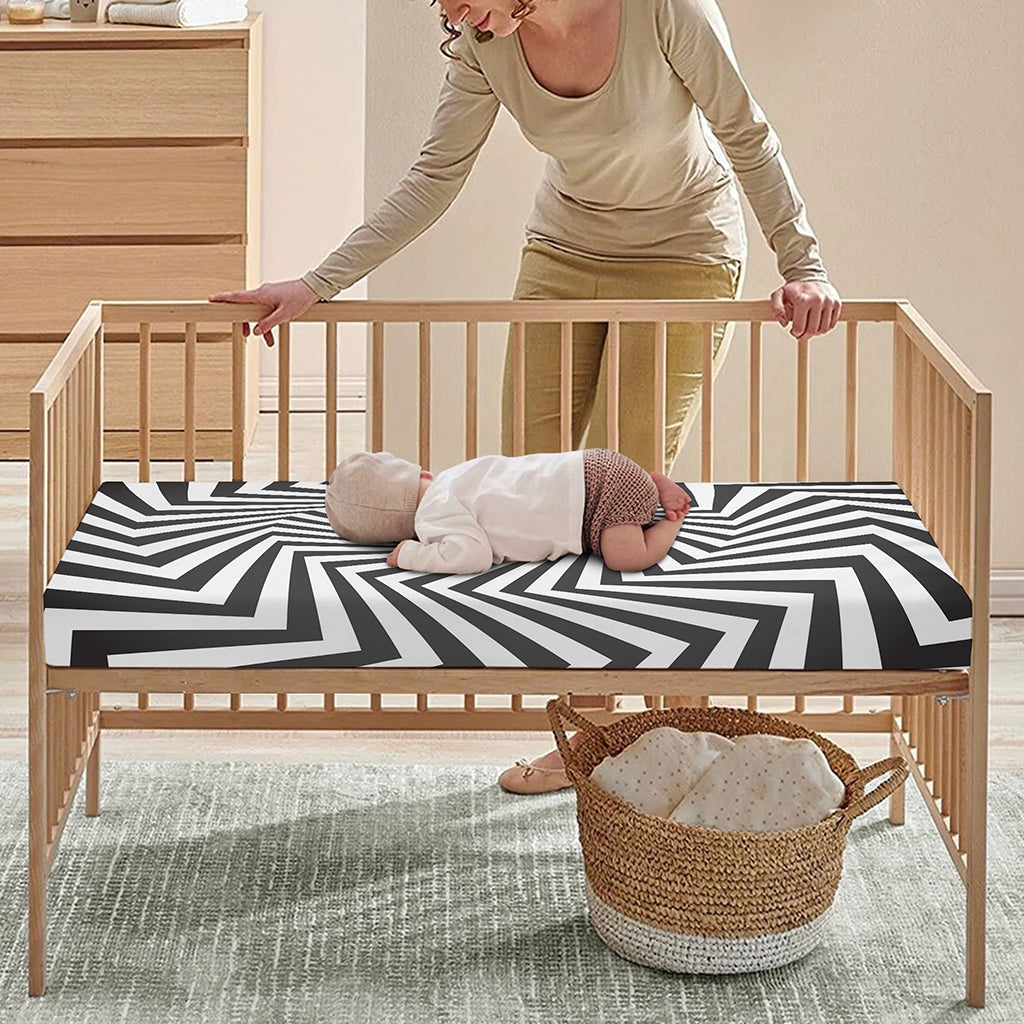Angular Swirl Motion Illusion Print Baby Crib Sheet