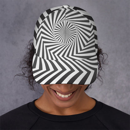 Angular Swirl Motion Illusion Print Baseball Cap