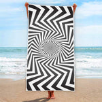 Angular Swirl Motion Illusion Print Beach Towel