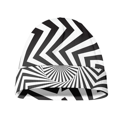 Angular Swirl Motion Illusion Print Beanie