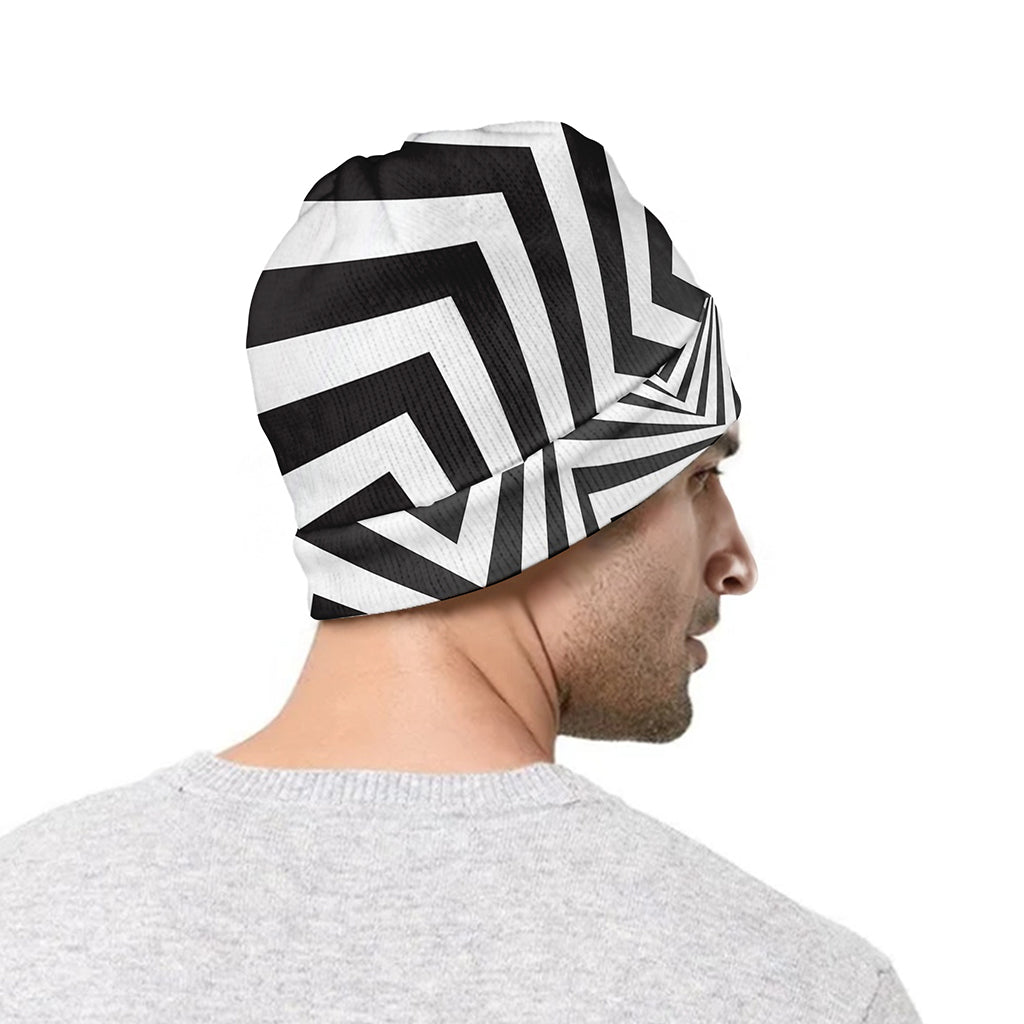 Angular Swirl Motion Illusion Print Beanie