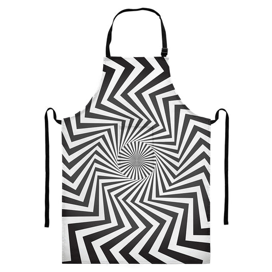Angular Swirl Motion Illusion Print Bib Apron With Pocket