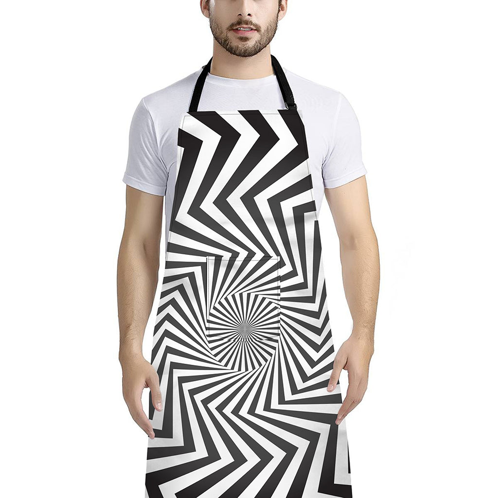Angular Swirl Motion Illusion Print Bib Apron With Pocket