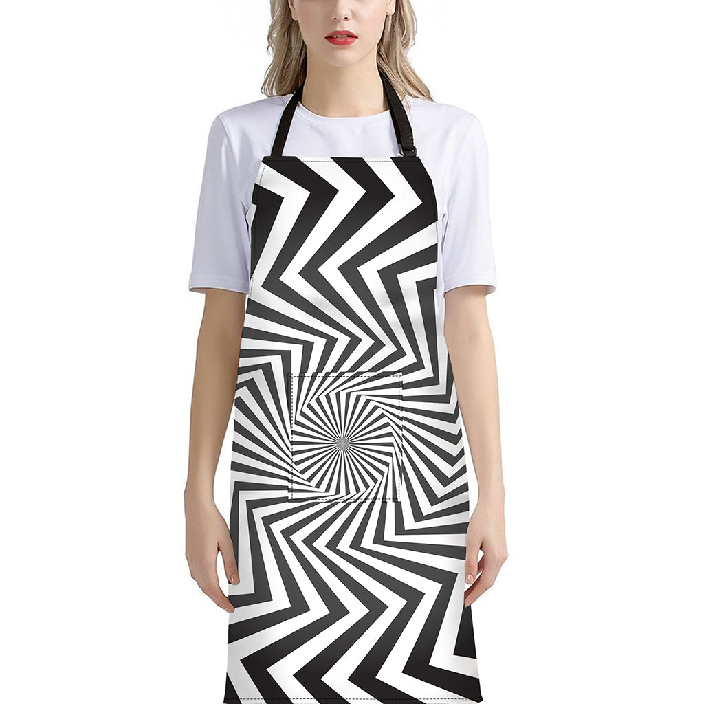 Angular Swirl Motion Illusion Print Bib Apron With Pocket