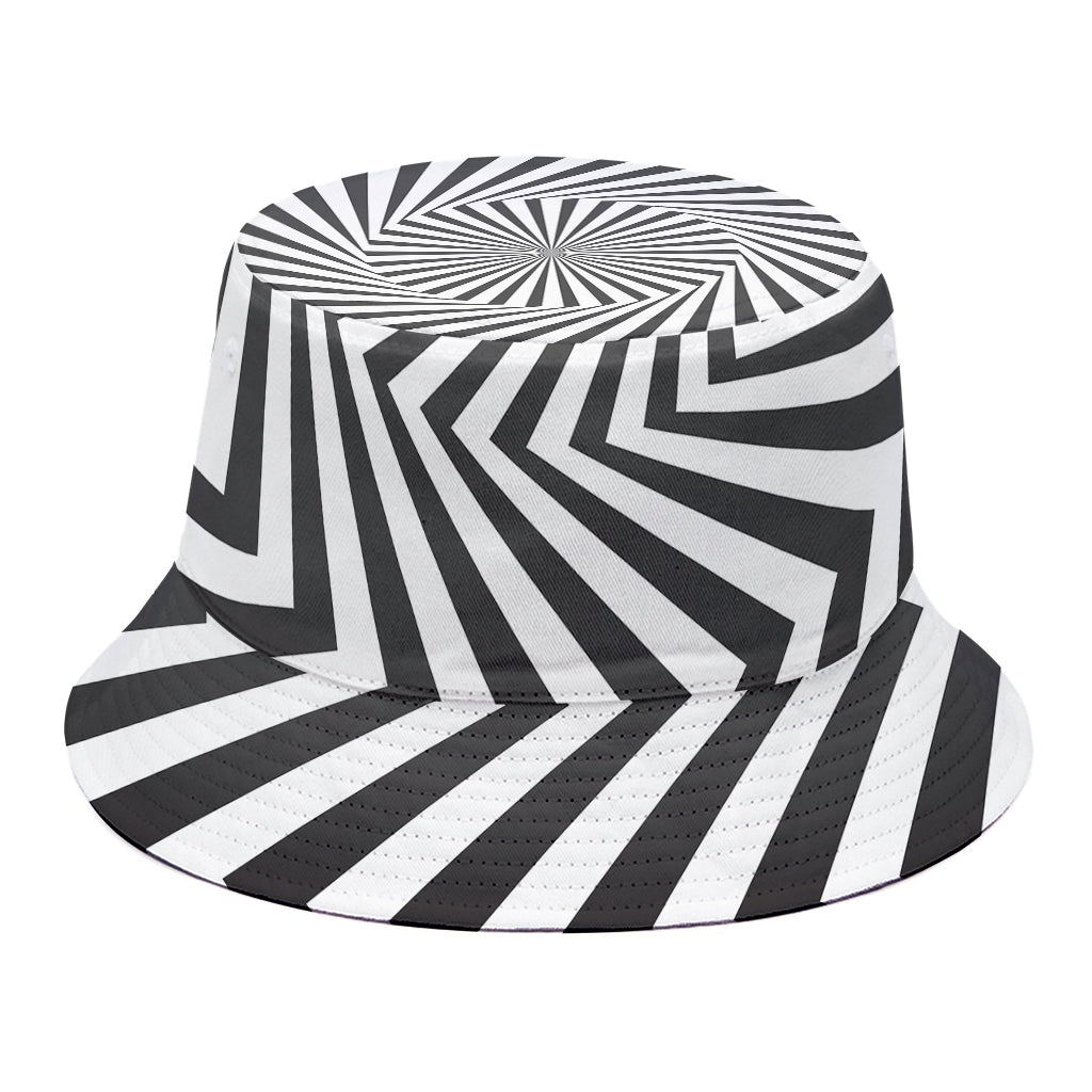 Angular Swirl Motion Illusion Print Bucket Hat
