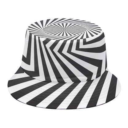 Angular Swirl Motion Illusion Print Bucket Hat
