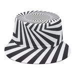 Angular Swirl Motion Illusion Print Bucket Hat