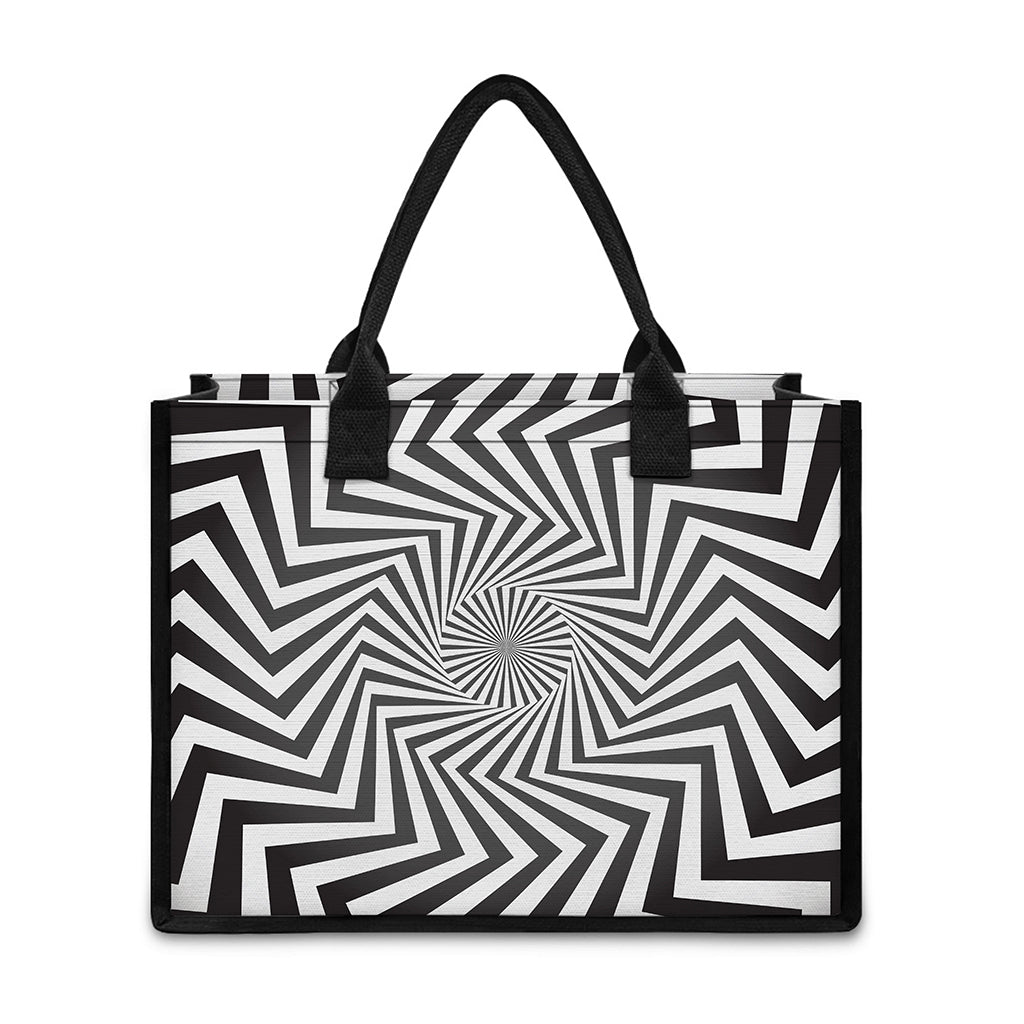 Angular Swirl Motion Illusion Print Canvas Tote Bag