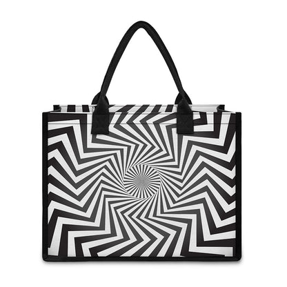 Angular Swirl Motion Illusion Print Canvas Tote Bag