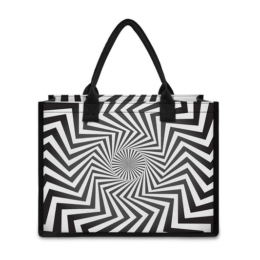 Angular Swirl Motion Illusion Print Canvas Tote Bag