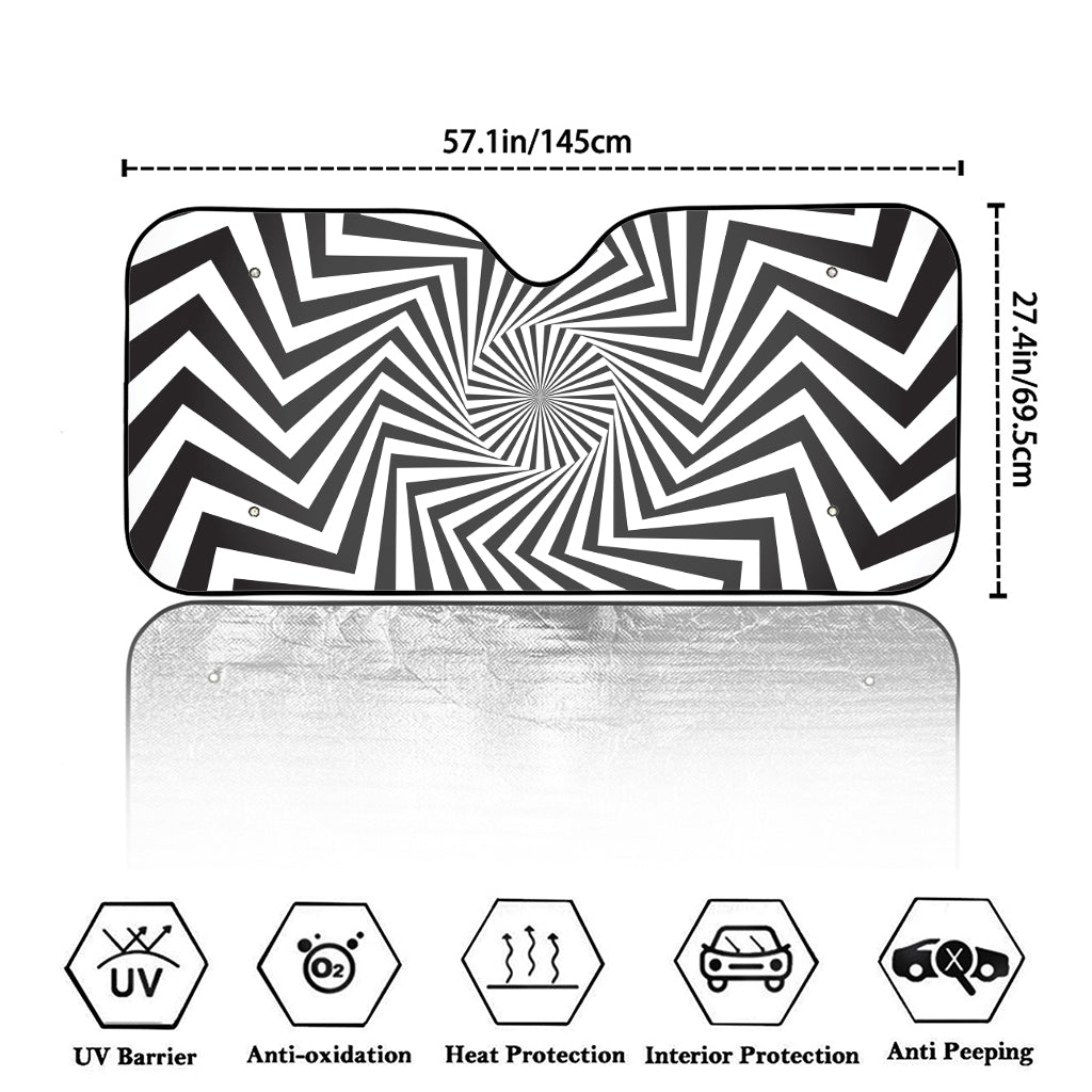 Angular Swirl Motion Illusion Print Car Windshield Sun Shade
