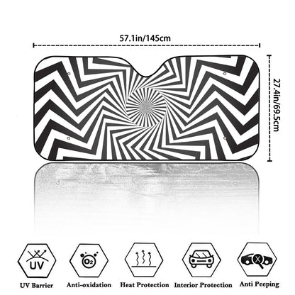 Angular Swirl Motion Illusion Print Car Windshield Sun Shade