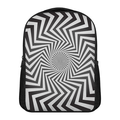Angular Swirl Motion Illusion Print Casual Backpack