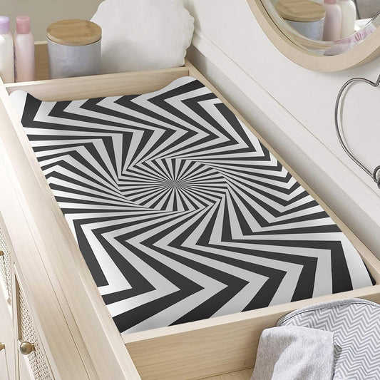 Angular Swirl Motion Illusion Print Changing Pad Cover