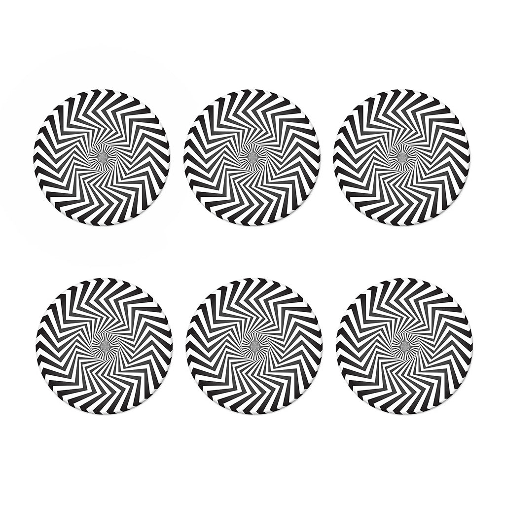 Angular Swirl Motion Illusion Print Coaster Set