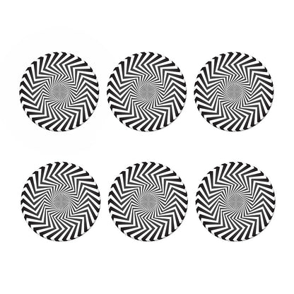 Angular Swirl Motion Illusion Print Coaster Set