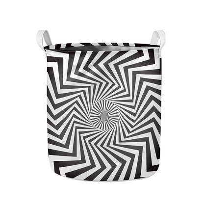 Angular Swirl Motion Illusion Print Collapsible Laundry Basket