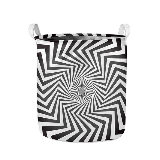 Angular Swirl Motion Illusion Print Collapsible Laundry Basket