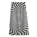 Angular Swirl Motion Illusion Print Cotton Front Slit Maxi Skirt