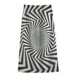 Angular Swirl Motion Illusion Print Cotton Front Slit Maxi Skirt