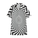 Angular Swirl Motion Illusion Print Cotton Hawaiian Shirt