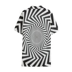 Angular Swirl Motion Illusion Print Cotton Hawaiian Shirt