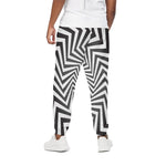 Angular Swirl Motion Illusion Print Cotton Pants