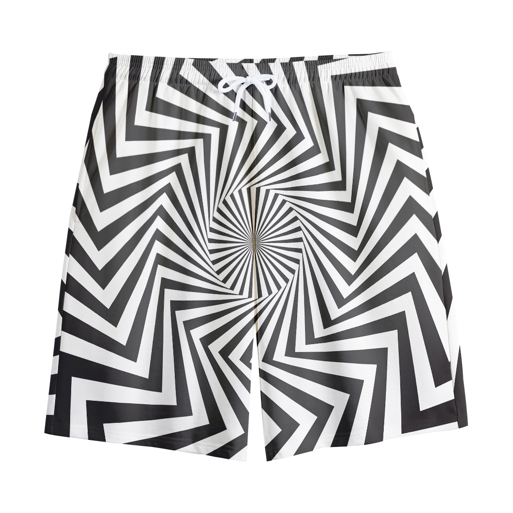 Angular Swirl Motion Illusion Print Cotton Shorts