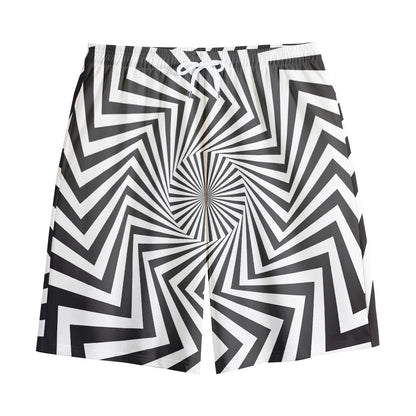 Angular Swirl Motion Illusion Print Cotton Shorts