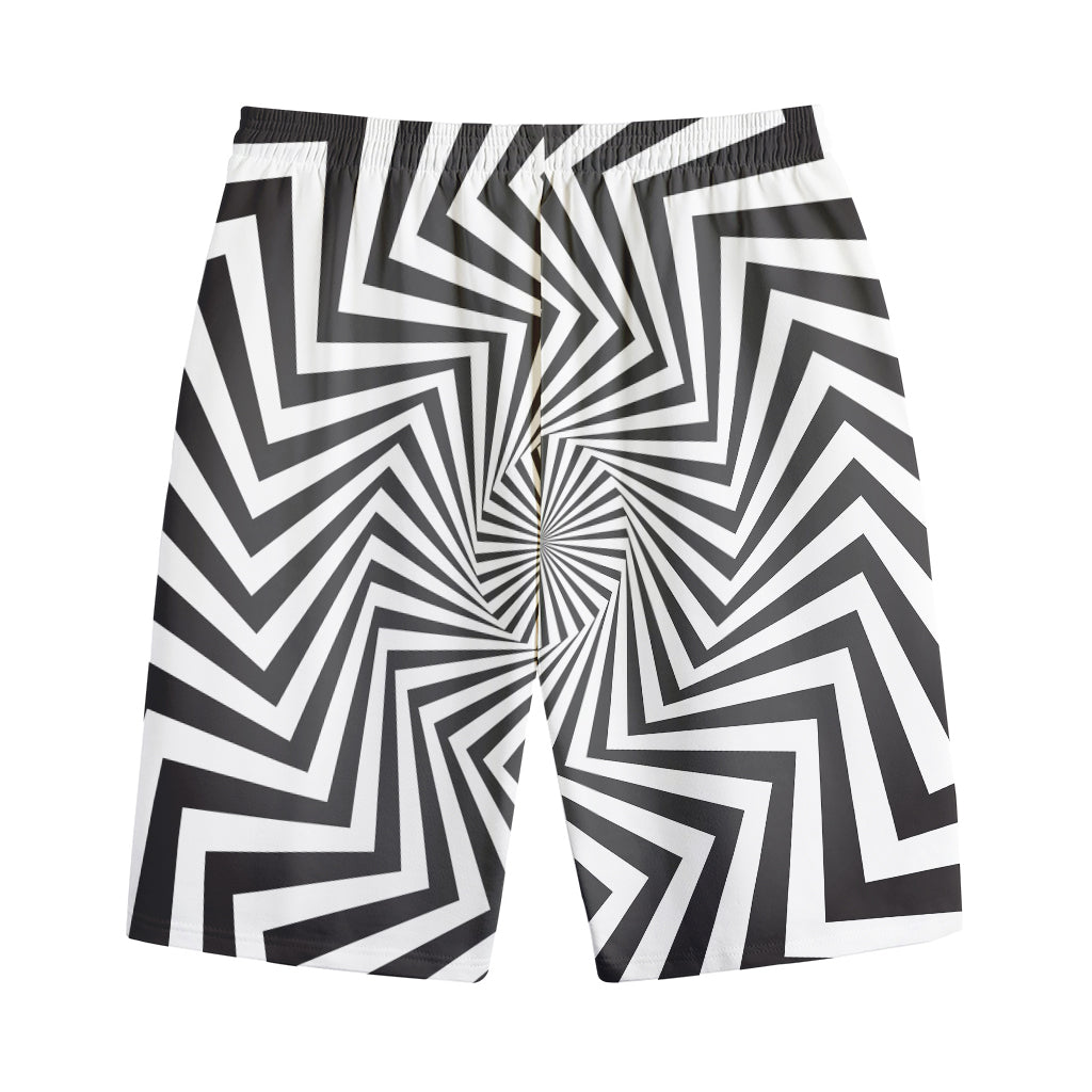 Angular Swirl Motion Illusion Print Cotton Shorts