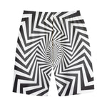 Angular Swirl Motion Illusion Print Cotton Shorts
