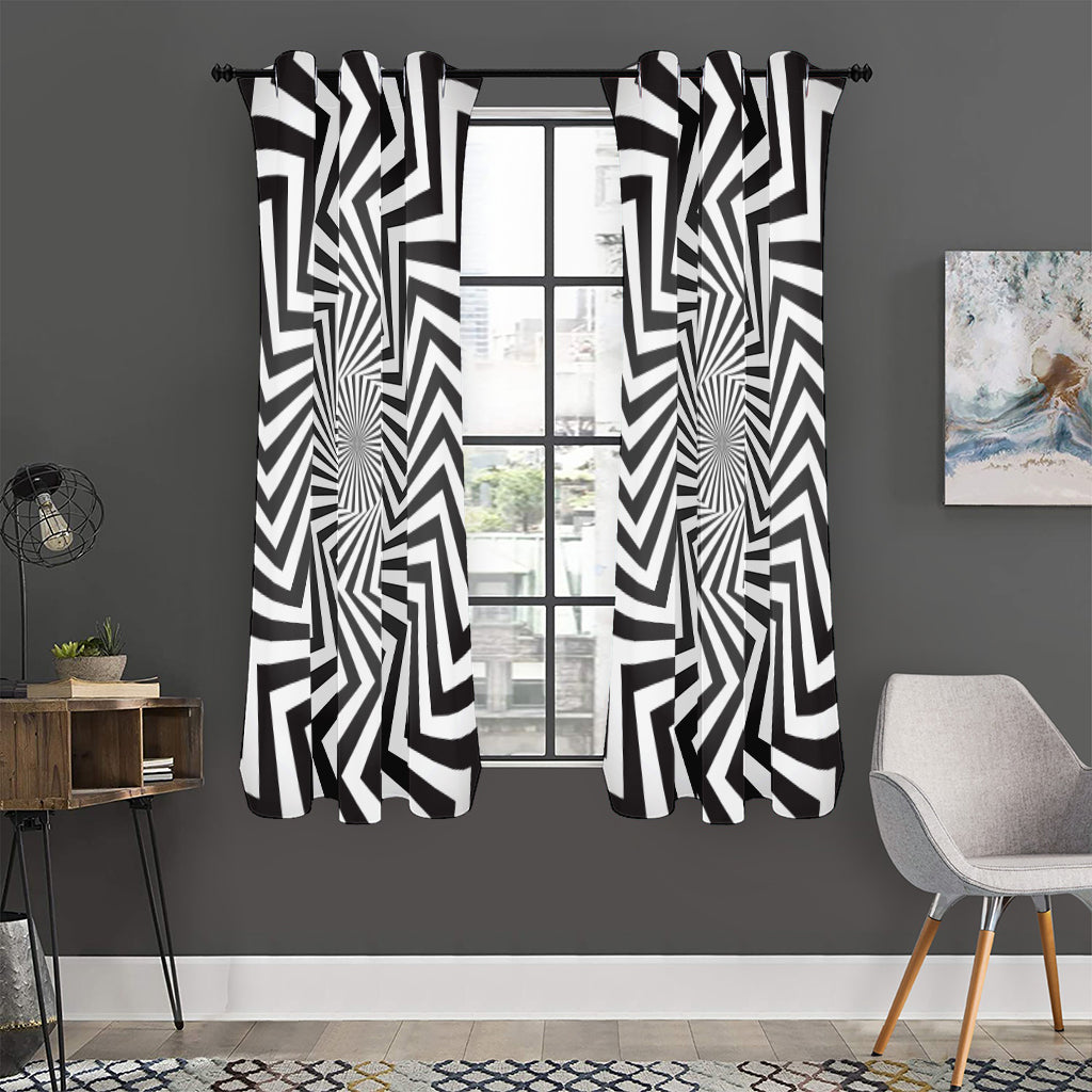 Angular Swirl Motion Illusion Print Curtain