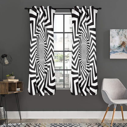 Angular Swirl Motion Illusion Print Curtain