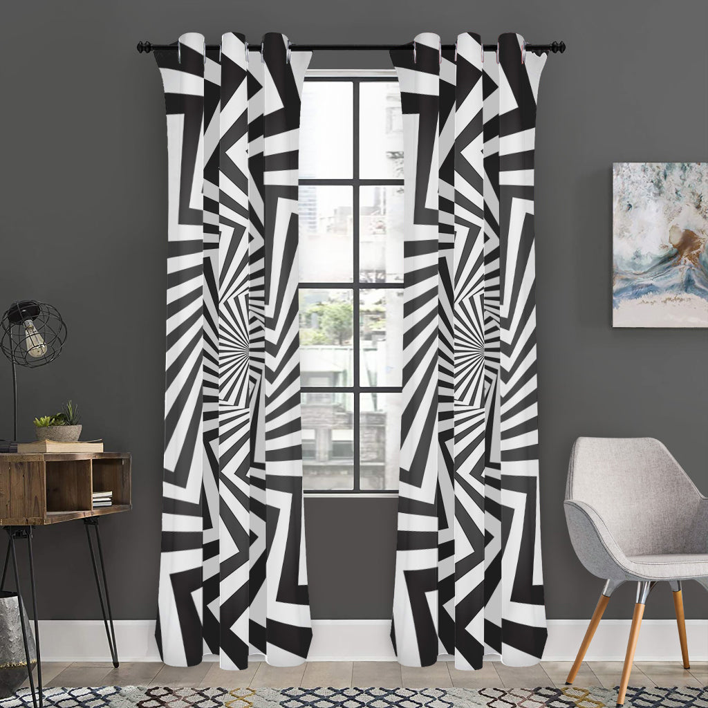 Angular Swirl Motion Illusion Print Curtain