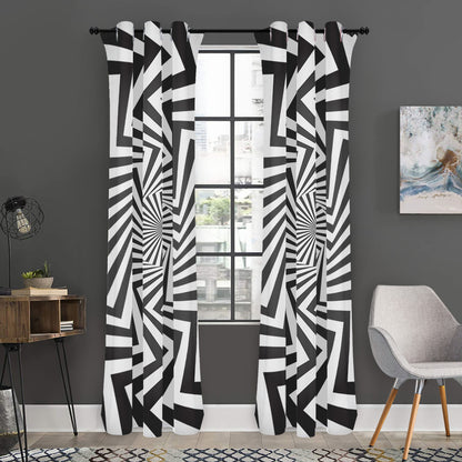 Angular Swirl Motion Illusion Print Curtain