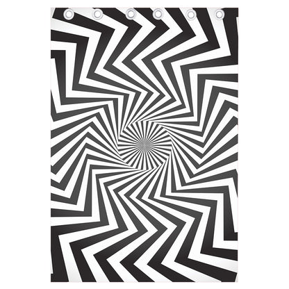 Angular Swirl Motion Illusion Print Curtain