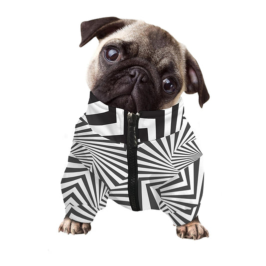 Angular Swirl Motion Illusion Print Dog Zip Up Jacket